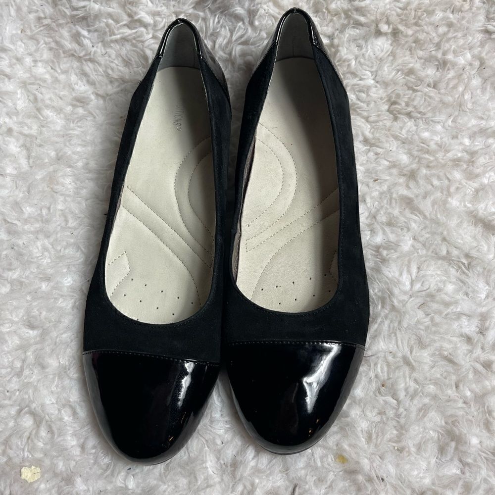 Auditions Black leather Suede and patent slip on shoes size 11